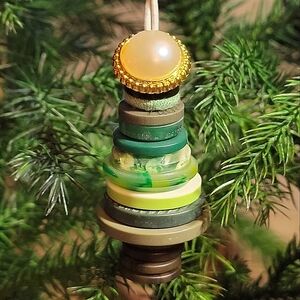 Handmade Button Christmas Tree Ornament